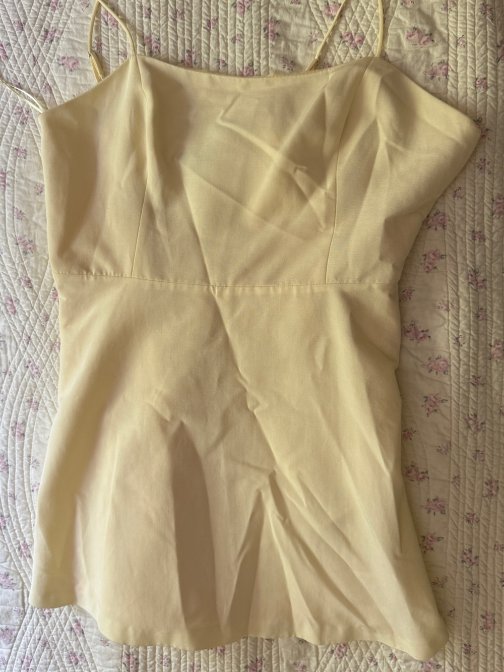 Zara Pale Yellow Smocked Strap Detail Top